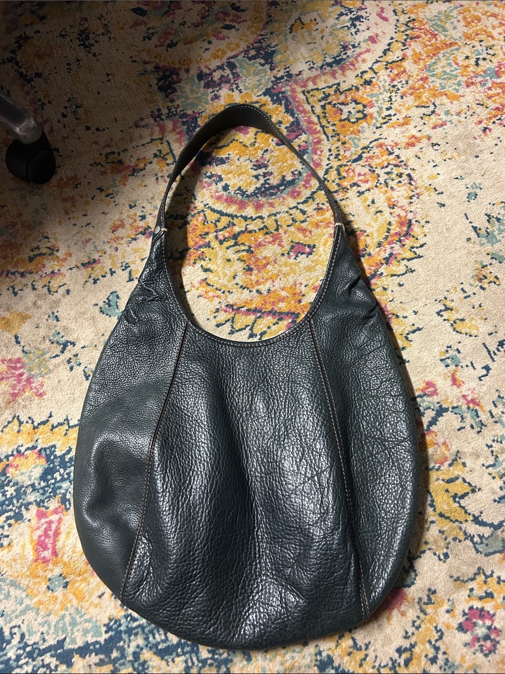 Lucky Brand Genuine 100%‎ Black Leather Shoulder Hobo Bag